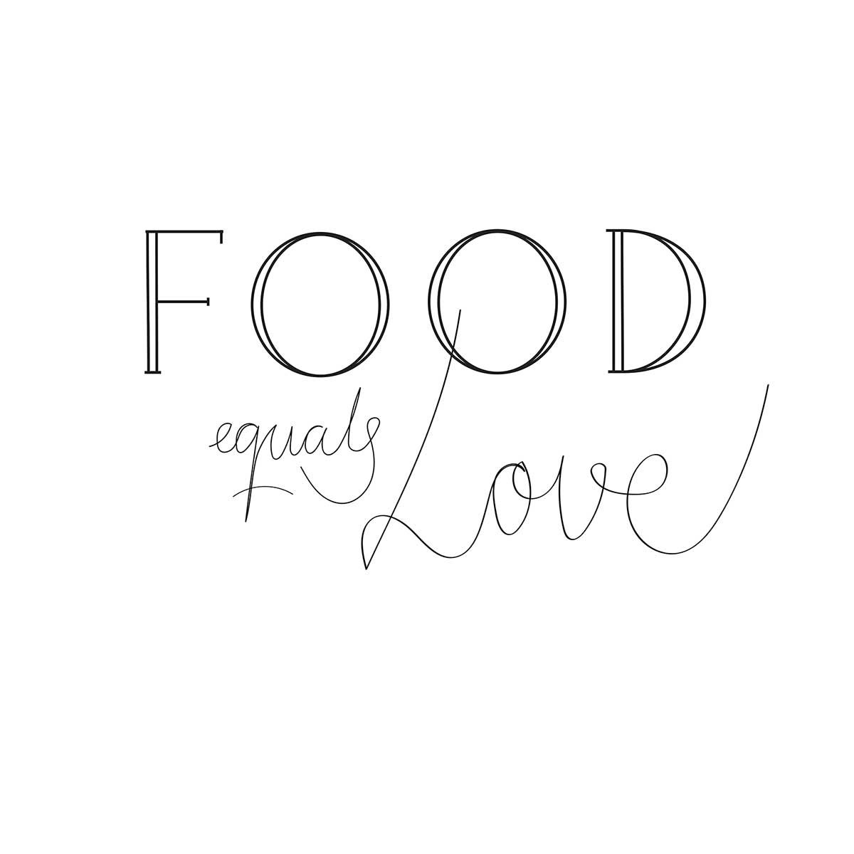 Affiche  food love affiche + cadre en bois - noir, HEXOA