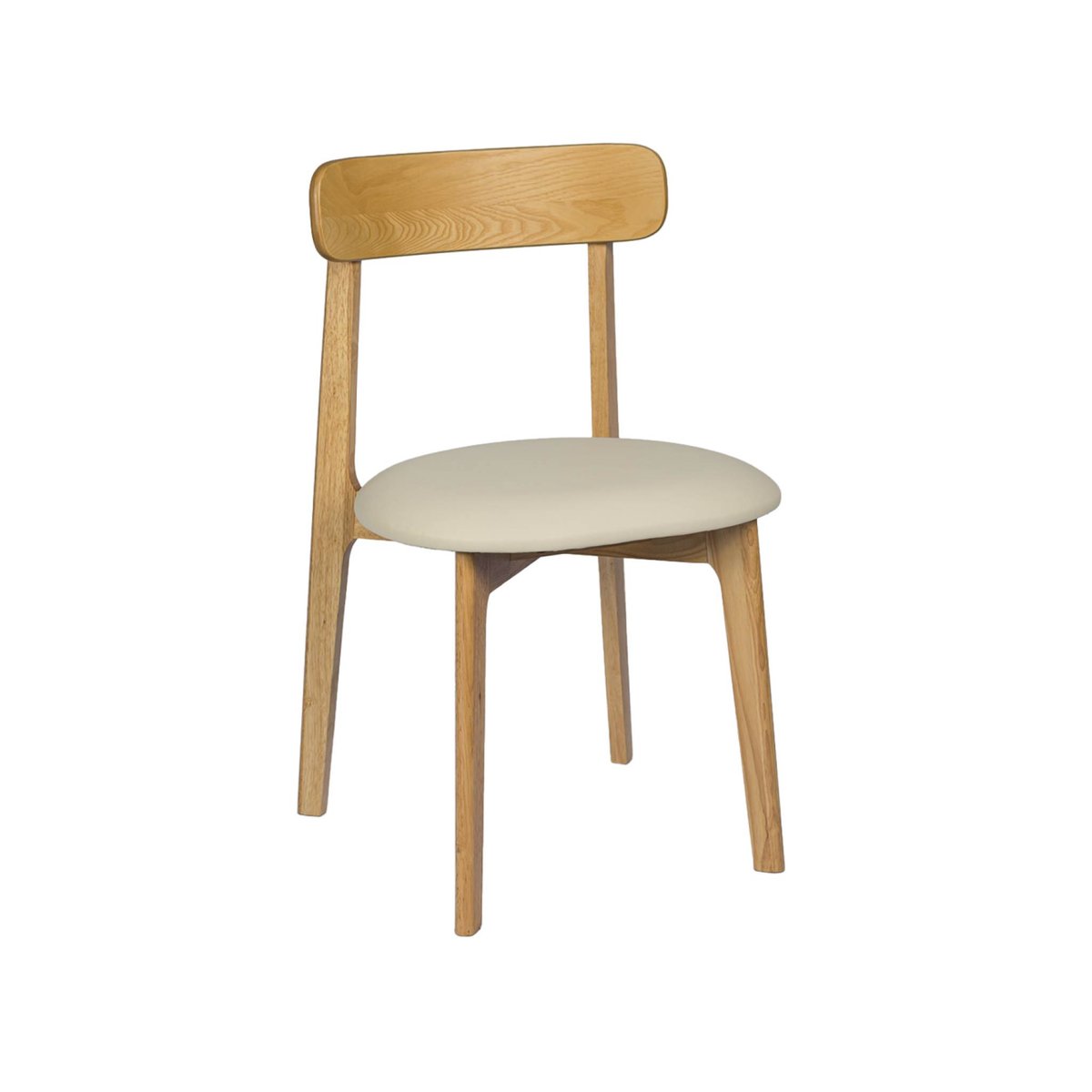 Chaise vintage bois d'hévéa et simili cuir (lot de 2) VICTOIRE naturel, SWEEEK