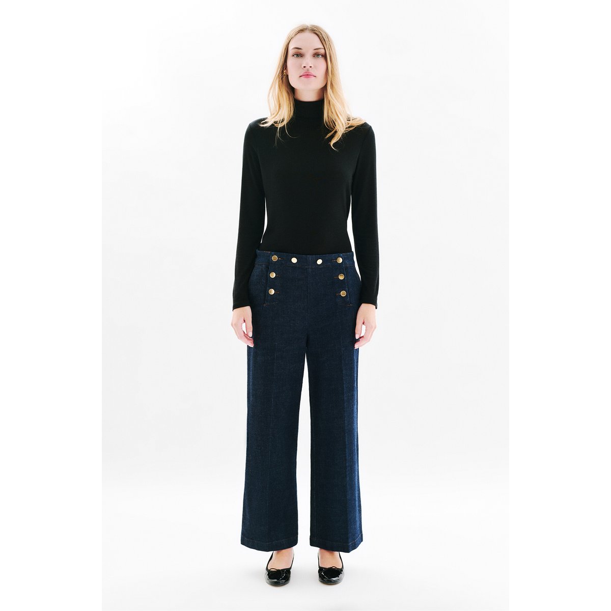 T-shirt droit en laine LILI noir, CAROLL