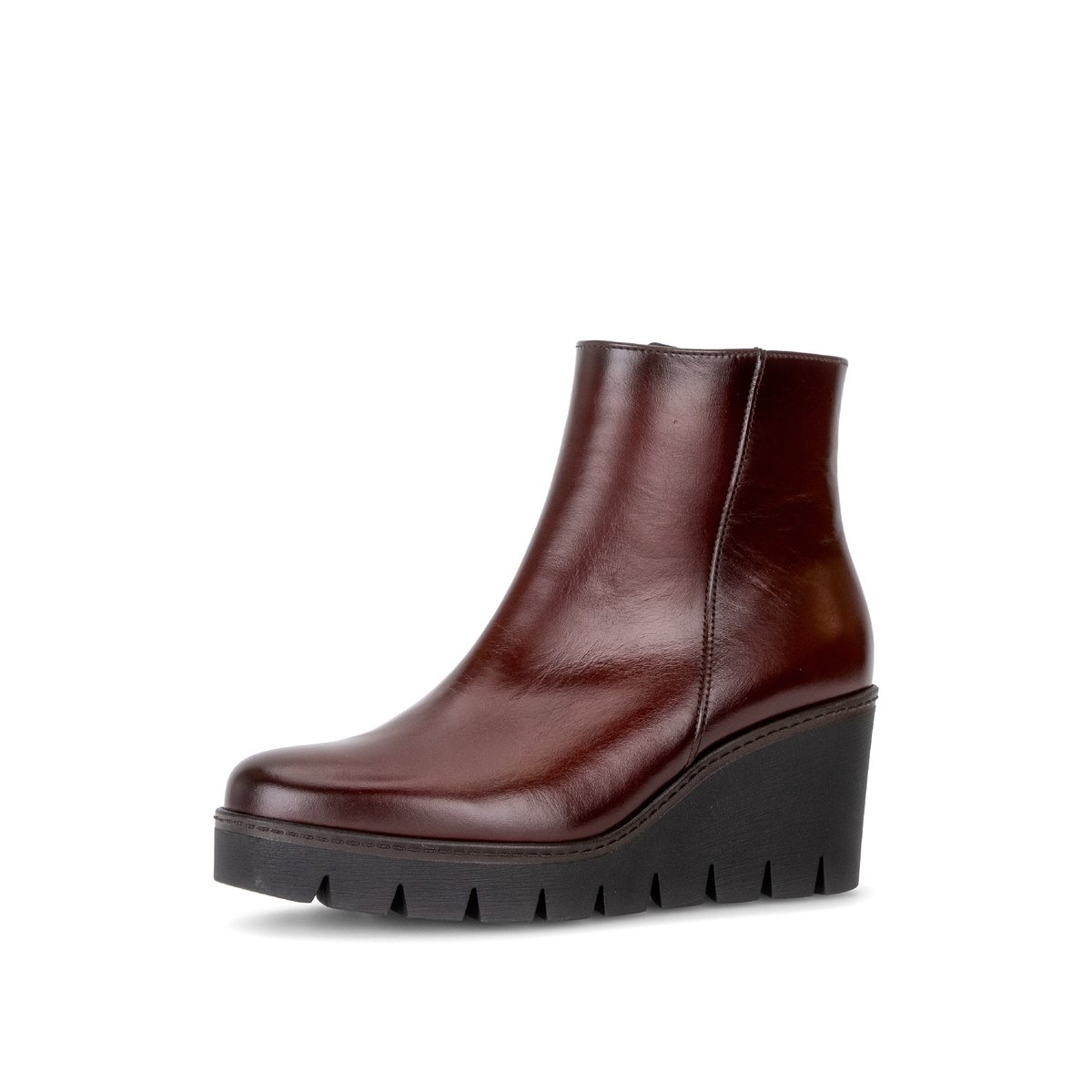 Bottines en cuir à talon compensé cognac, GABOR