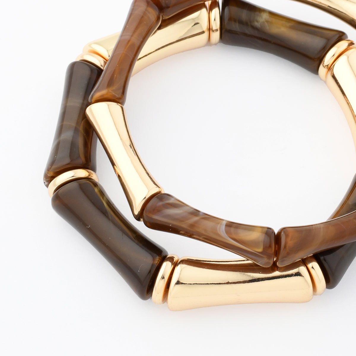Set de 2 bracelets tubes marron et doré aucun, BALABOOSTE