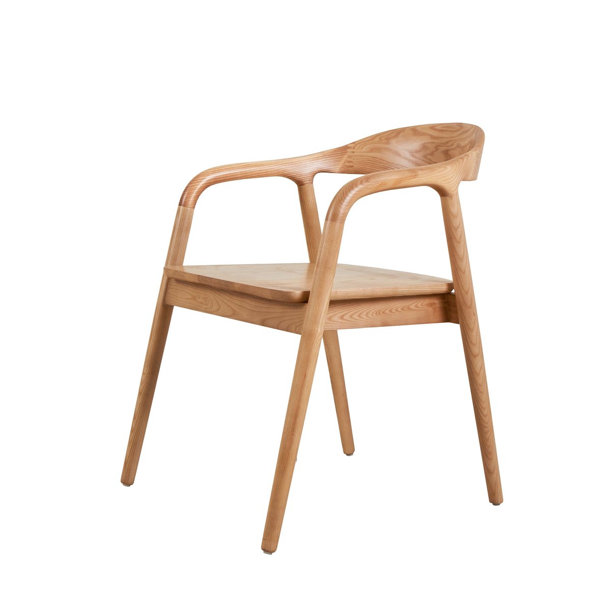 Chaise repas avec accoudoirs en frêne naturel, ZAGO