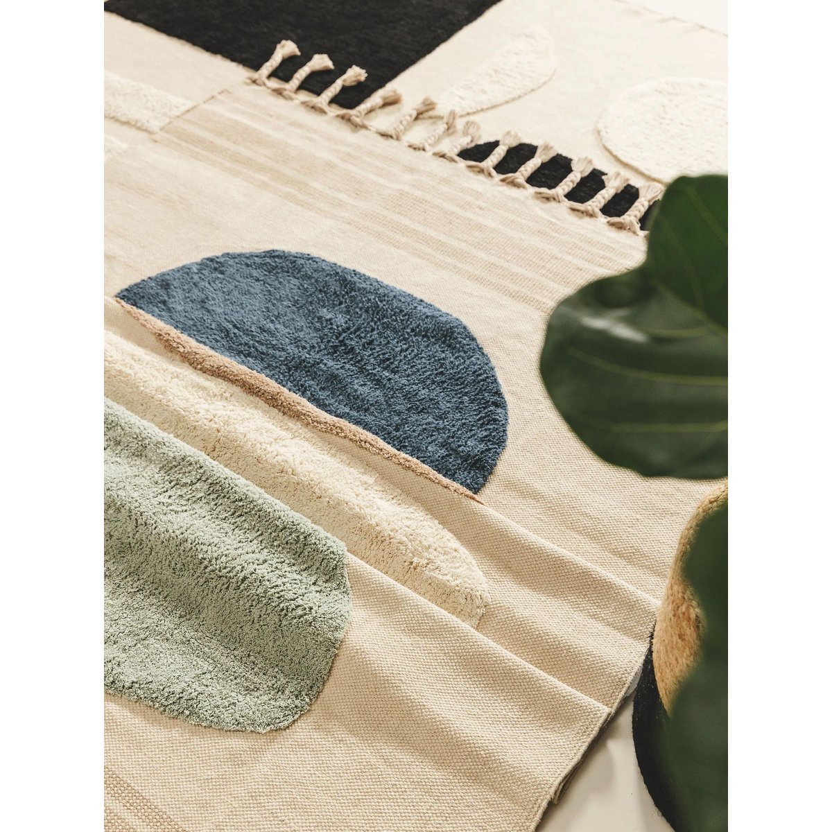 Tapis en coton fait main GIBSON bleu, BENUTA