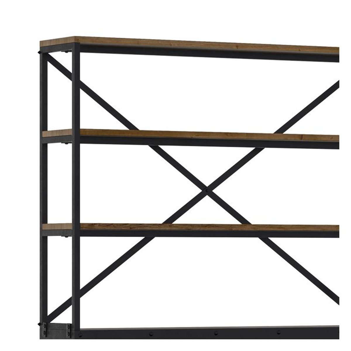 Bibliothèque 160 cm en bois et métal - GOA bois foncé et noir, MAISON PAVANE
