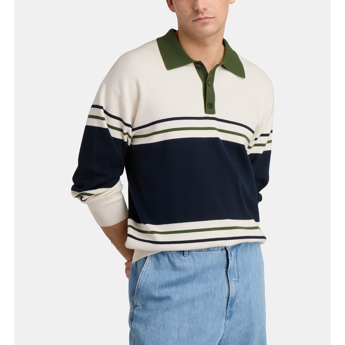 Pull sugby écru et bleu, GALERIES LAFAYETTE