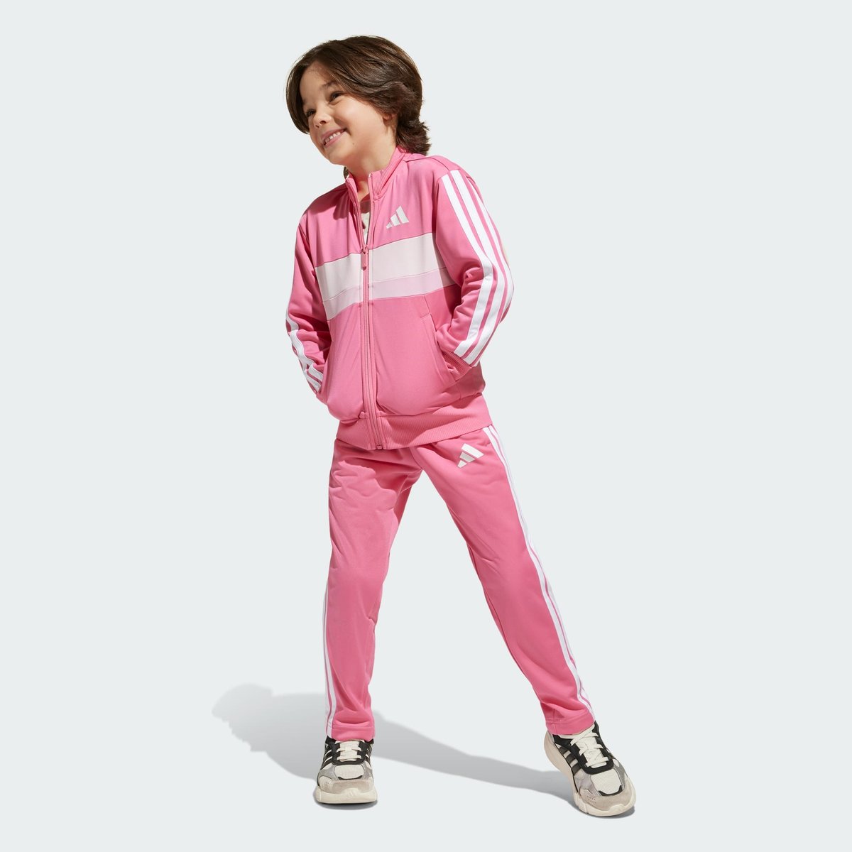Survêtement Maille 3 Bandes Seasonal Essentials Tiberio Enfants Survêtement Maille 3 Bandes Seasonal Essentials Tiberio Enfants pink fusion / white / clear pink, ADIDAS SPORTSWEAR