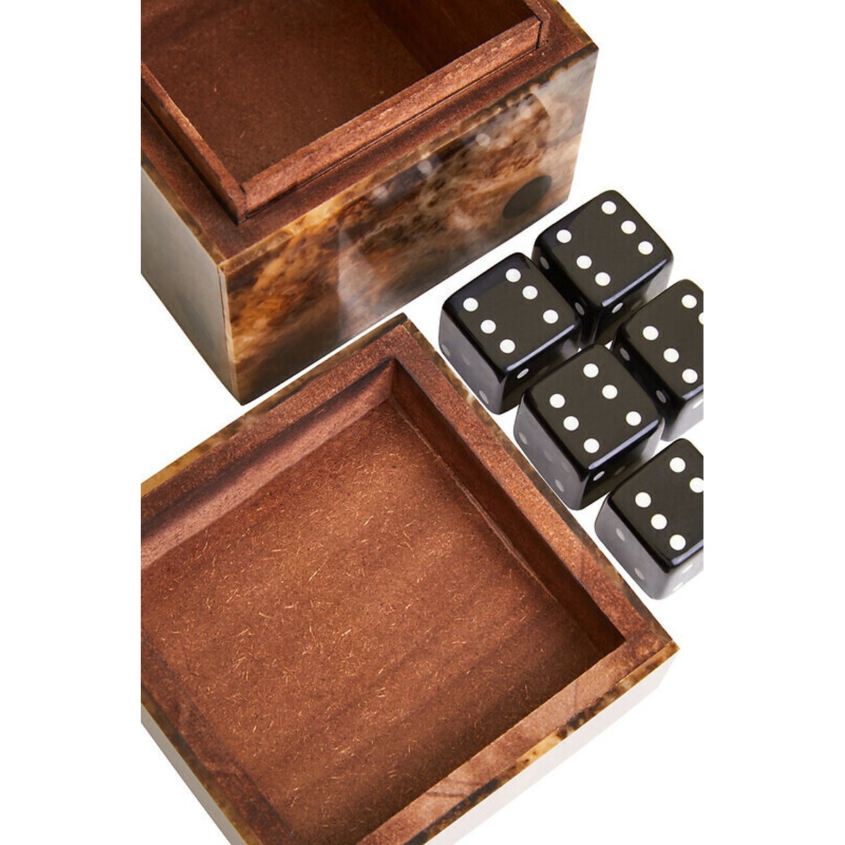 Decorative Dice Box with Five Dive in Brown/Black Finish brown , ÉDITÉ