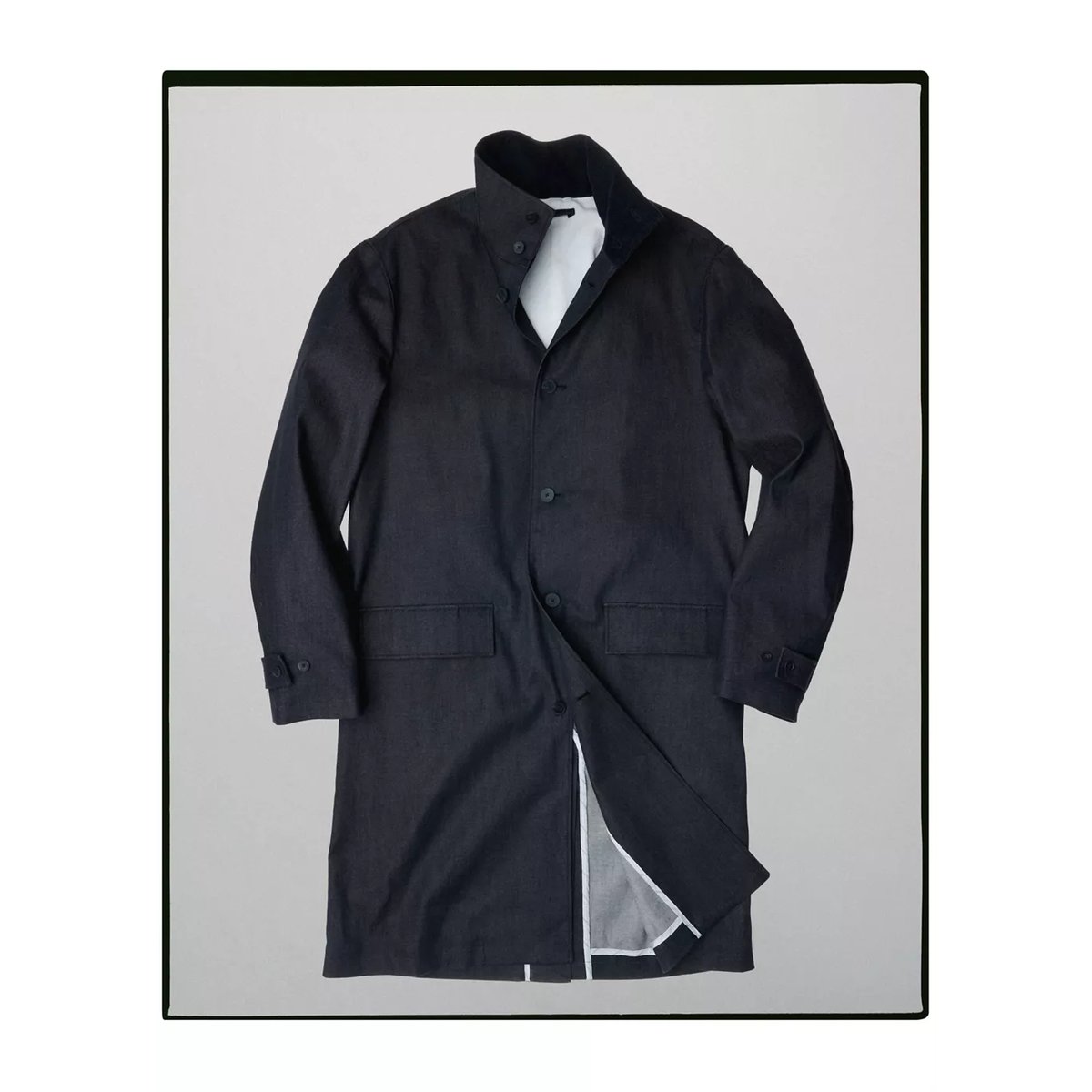 Trench en jean col montant bleu, MANGO MAN
