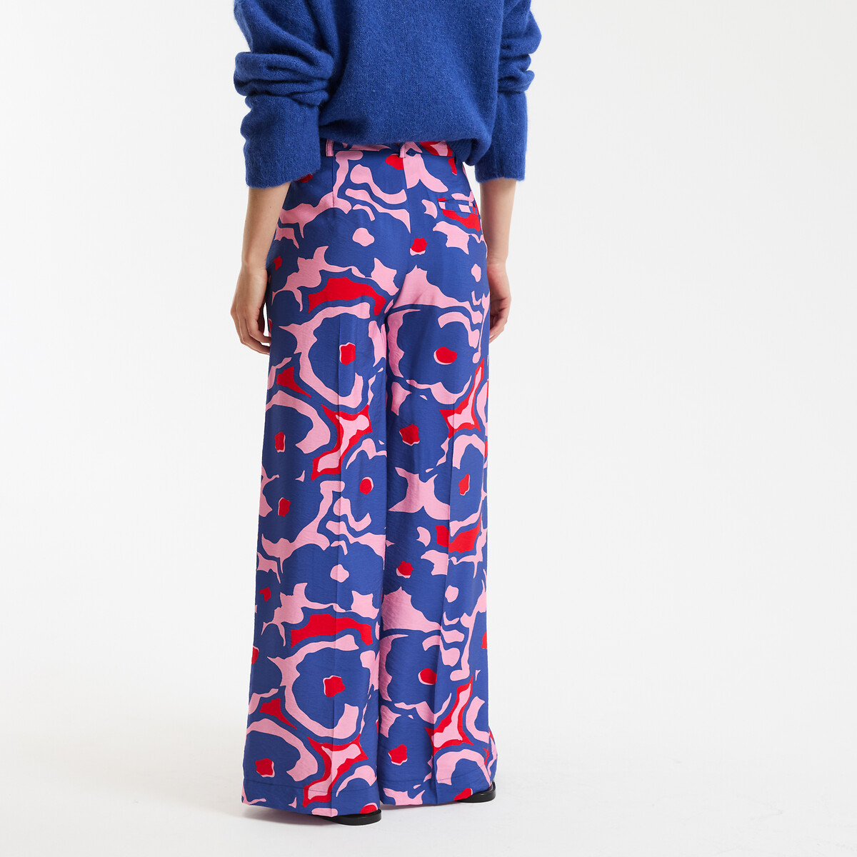 Printed Pleated Wide Leg Trousers blue floral print, LA REDOUTE COLLECTIONS