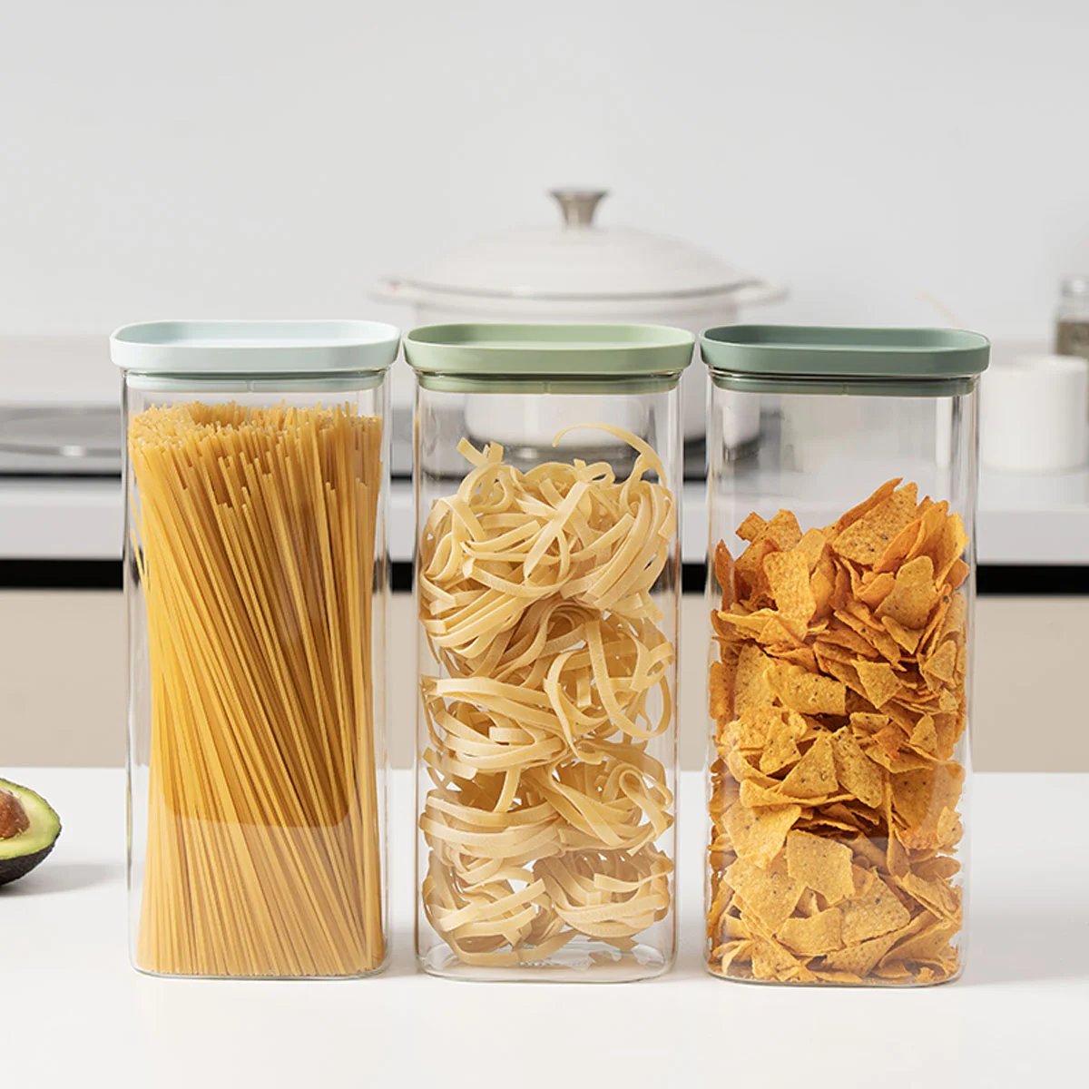 Lot de 3 bocaux en verre 2000 ml - Pure vert, LAGUIOLE CUISSON