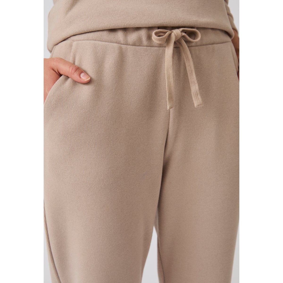 Pantalon de détente enfilable côtelé gris taupe, DAMART