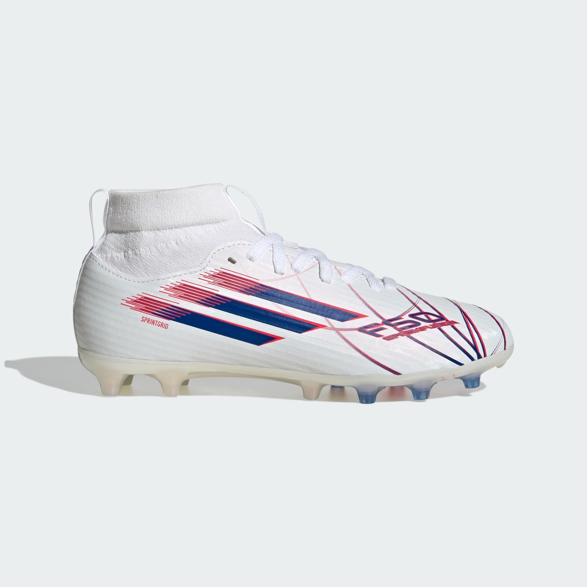 Chaussure De Football F50 Sparkfusion League Mid Cut Firm Ground / Artificial Ground Enfants cloud white / royal blue / lucid red, adidas Performance