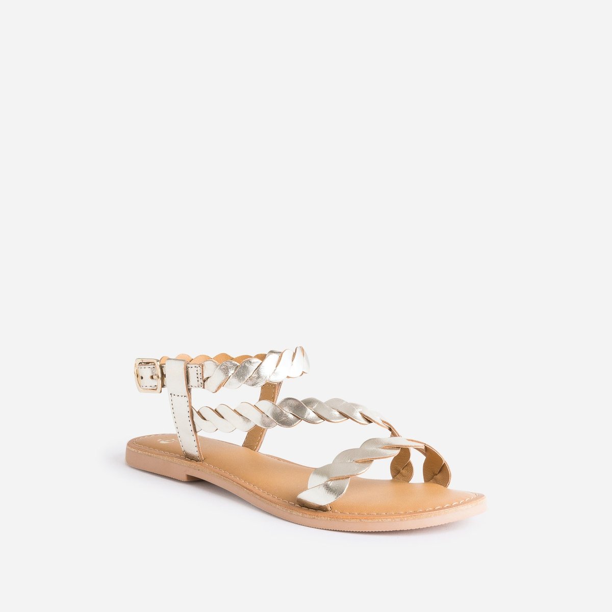 Sandale Plate en cuir TABOCAS light gold, ERAM