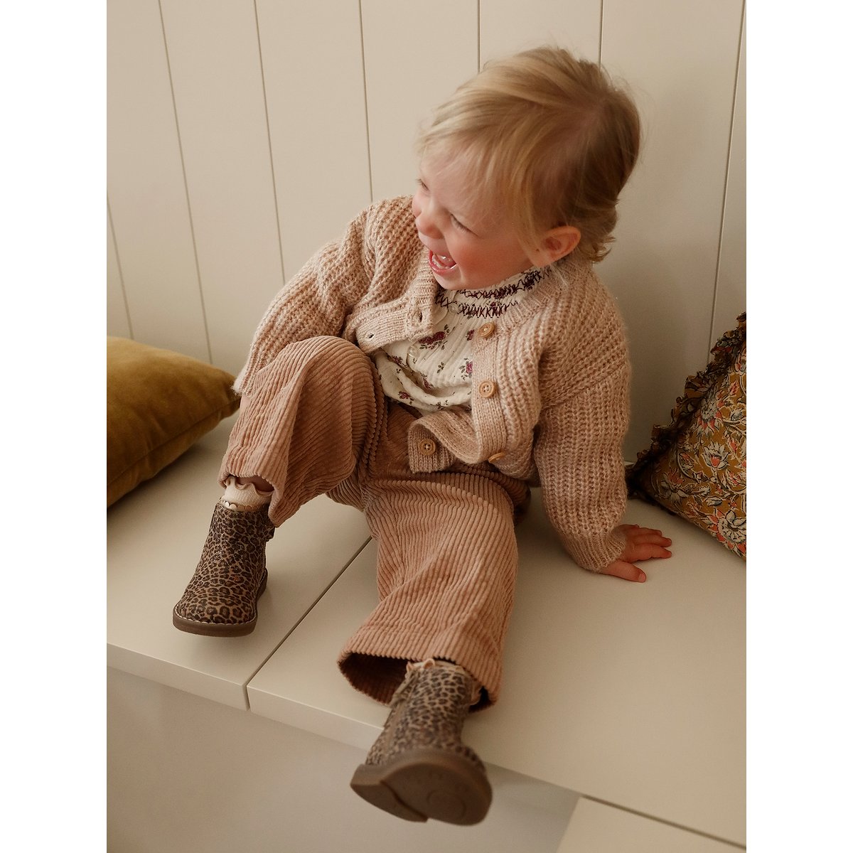 Gilet en maille grosse jauge beige chiné, VERTBAUDET