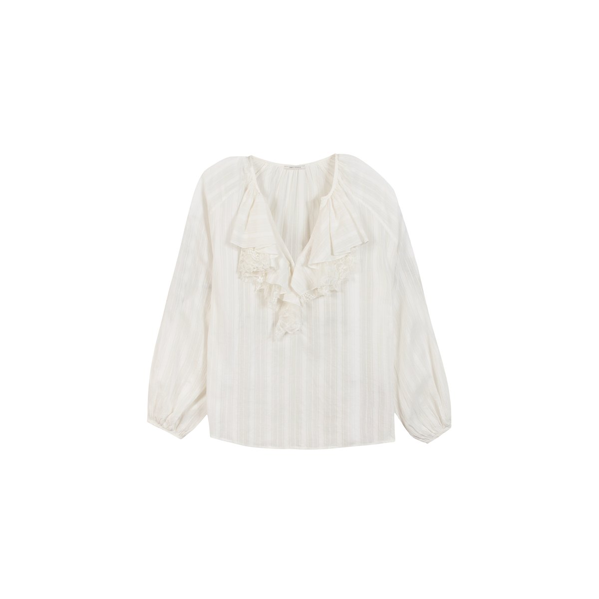 Blouse détails volants dentelle blanc cassé, IKKS