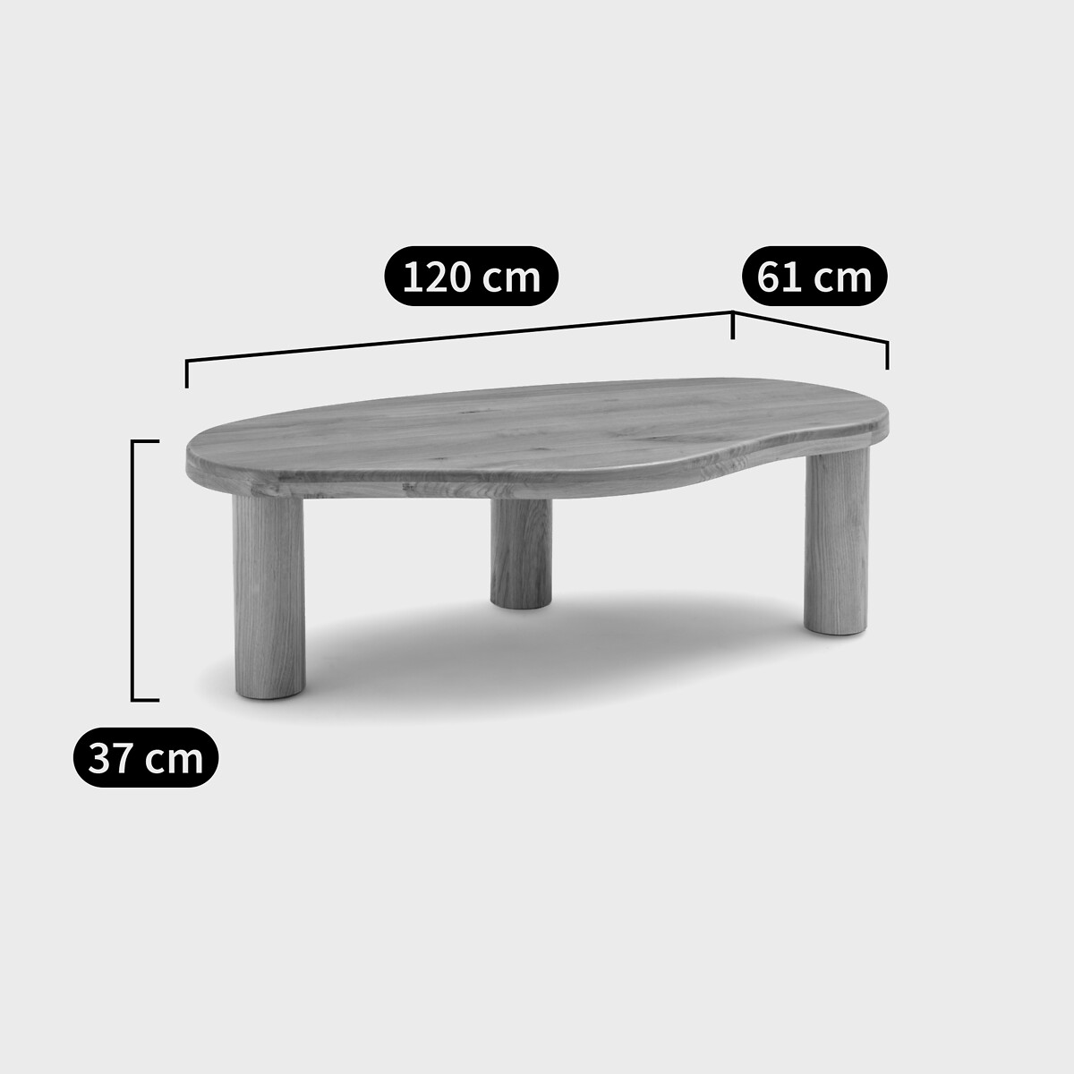 Table basse organique, en chêne massif, longueur 120 cm, RODI chêne, LA REDOUTE INTERIEURS