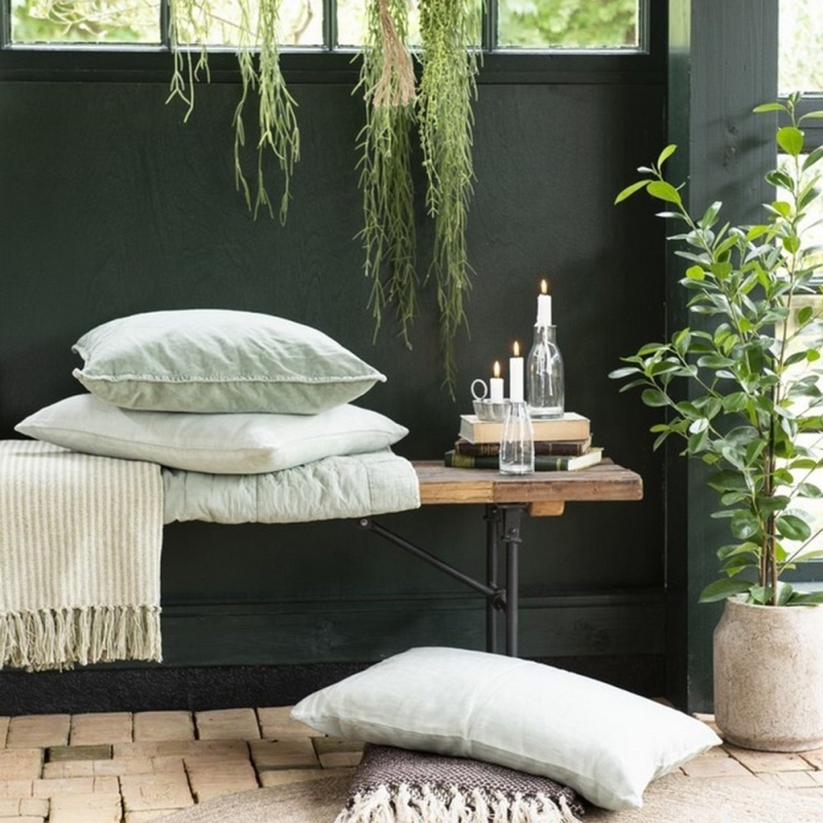 Housse de coussin lin vert menthe délavé, IB LAURSEN
