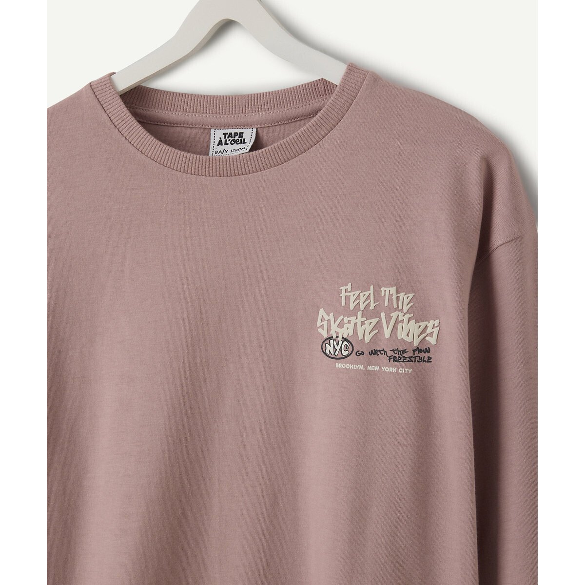 Printed Back Long Sleeve T-Shirt pink, TAPE A L'OEIL
