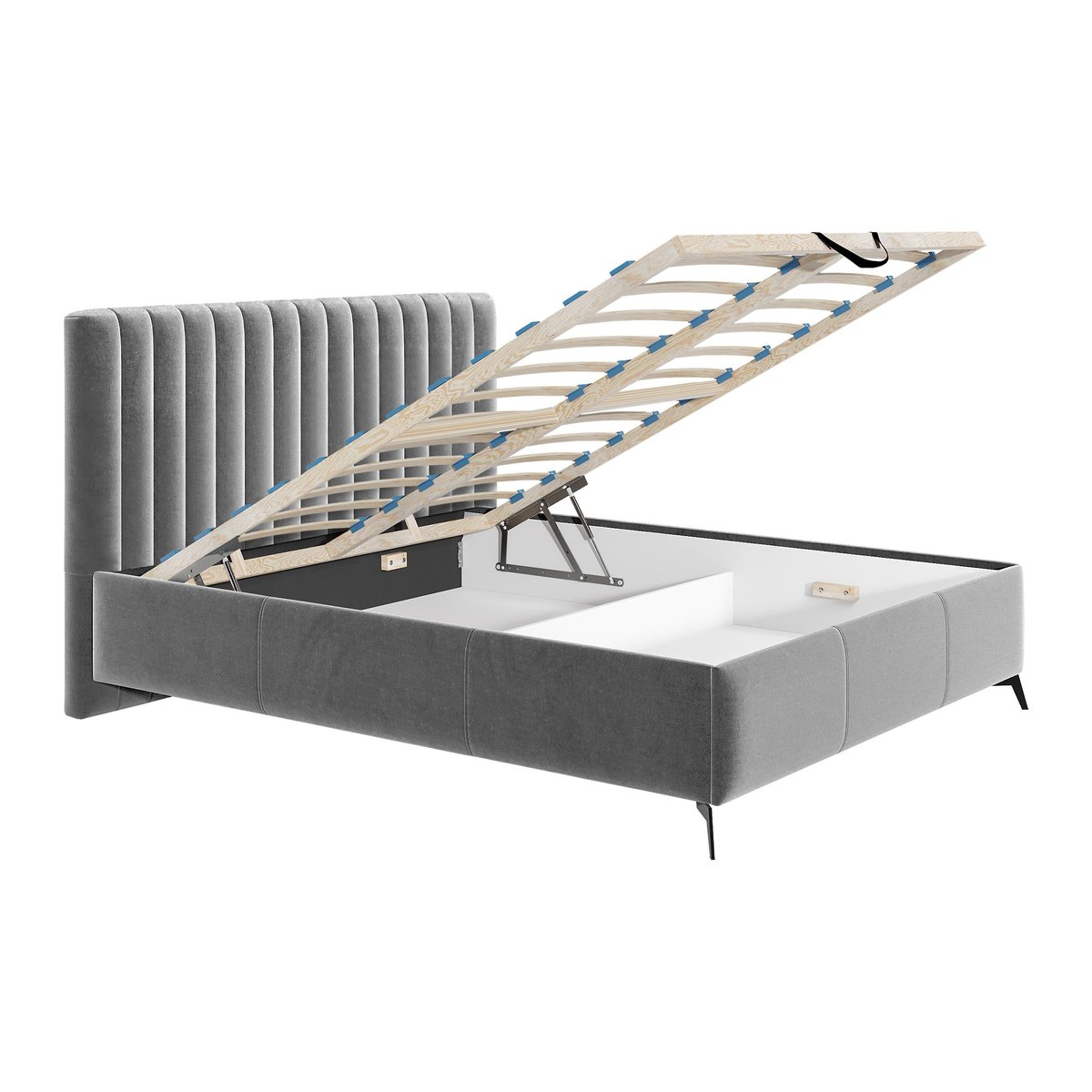 Lit coffre - MENDOZA gris, BEST MOBILIER