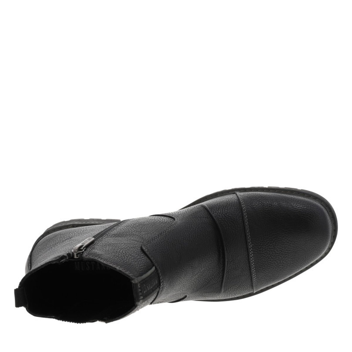 Boots noires à talon plat avec un zip et un soufflet élastiqué noires, MUSTANG