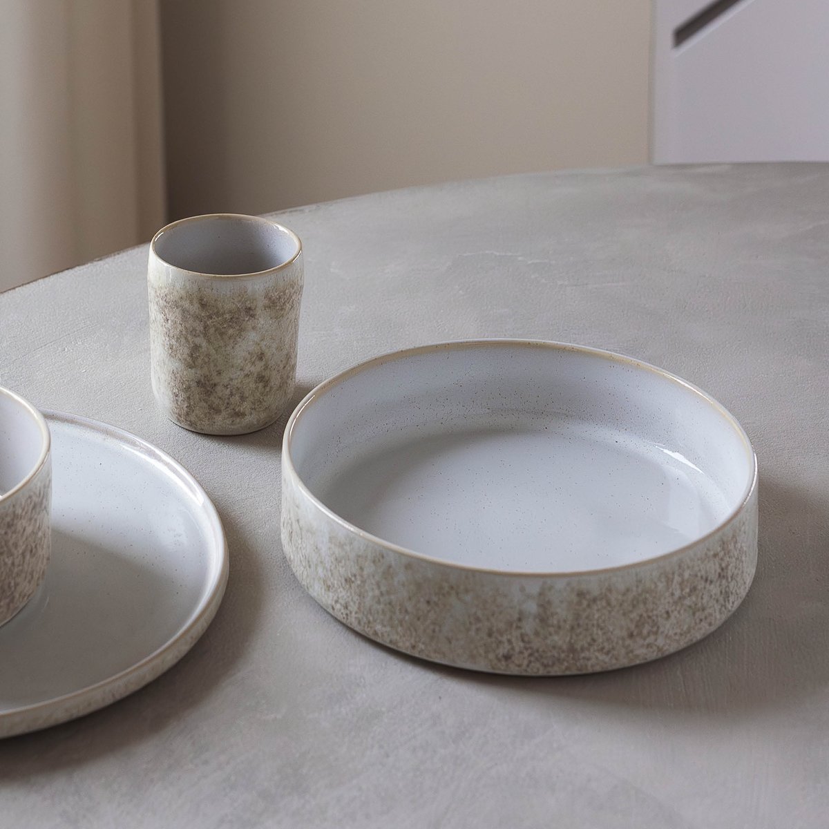 Lot de 4 assiette creuses FARO beige, SP COLLECTION