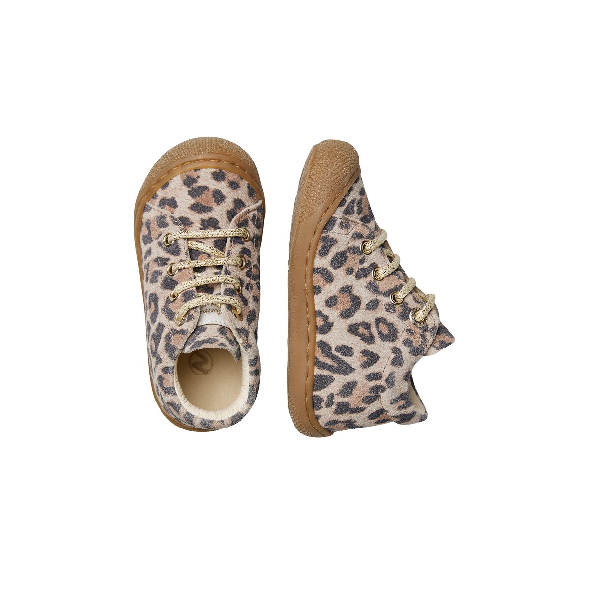 Chaussures premiers pas en suède imprimé léopard COCOON beige-, NATURINO