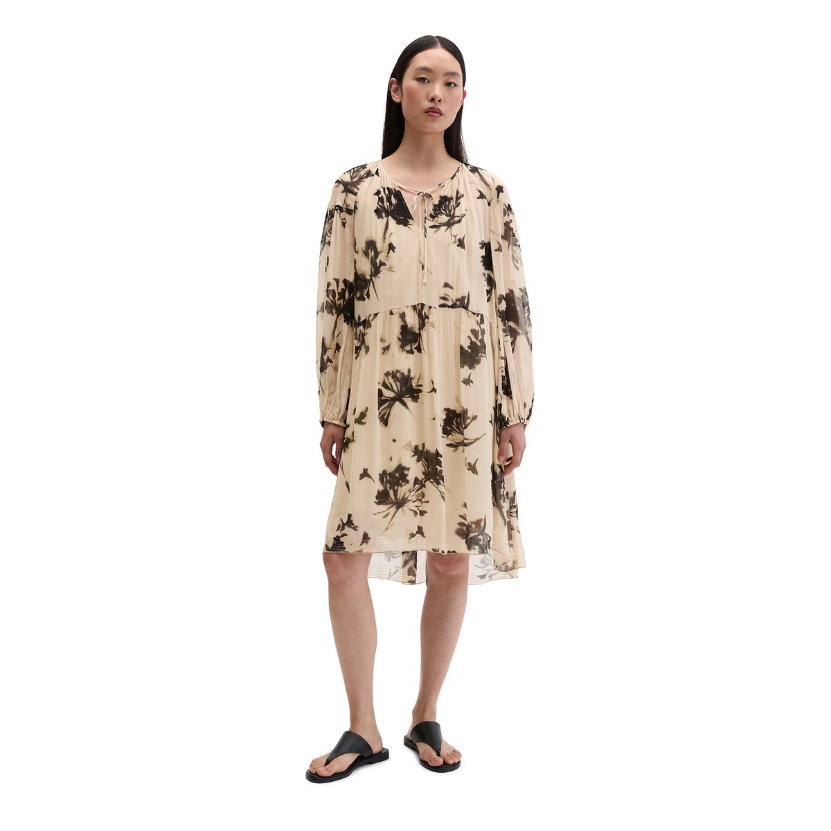Robe imprimée loose en viscose froissée hellbraun, MARC O'POLO