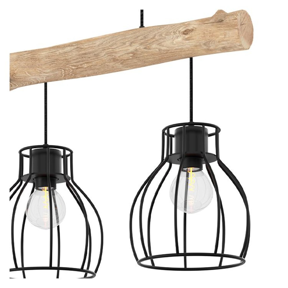Suspension 3 lampes en bois d'eucalyptus et métal - ABBY naturel, MAISON PAVANE
