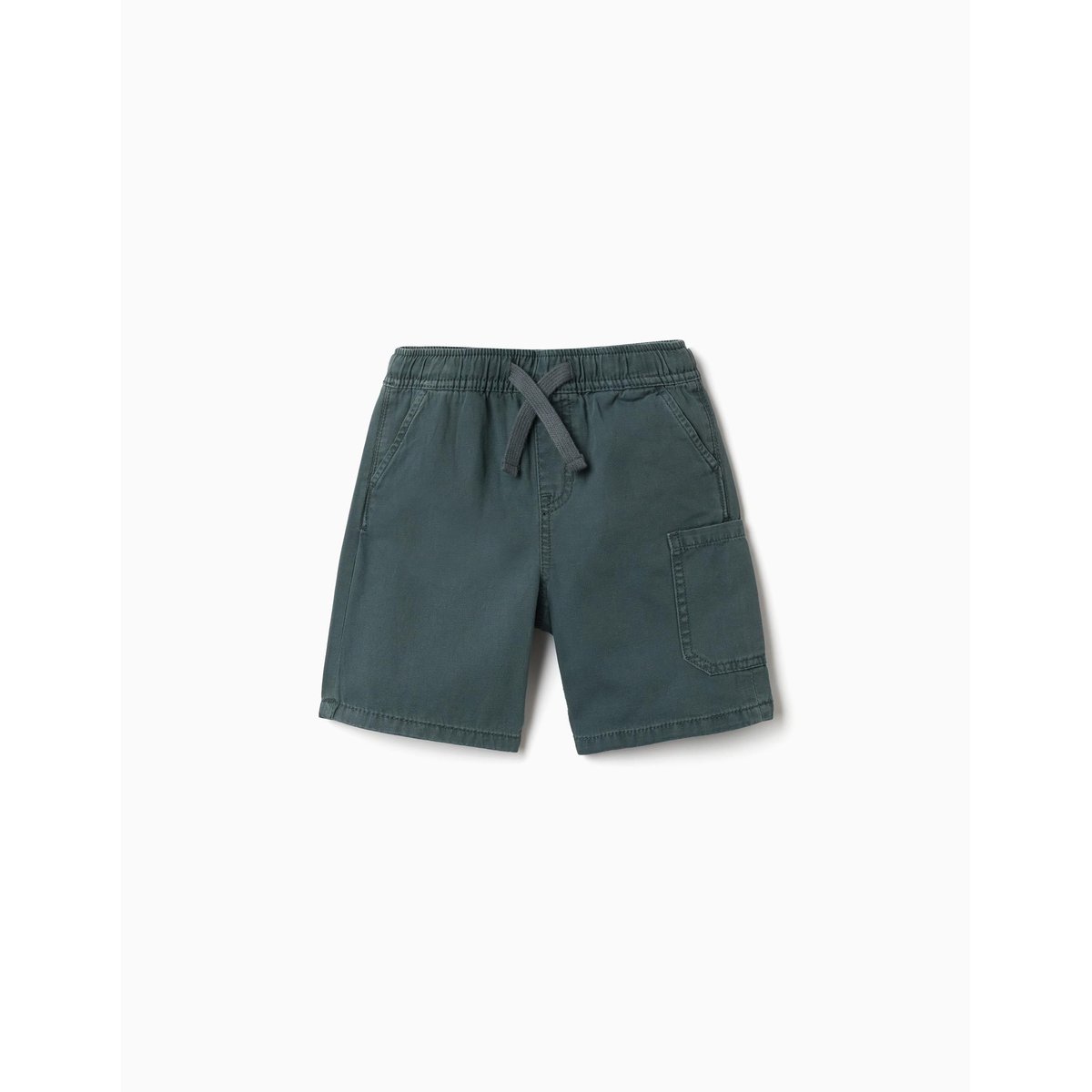Short midi cargo en coton avec cordon de serrage vert foncé, ZIPPY