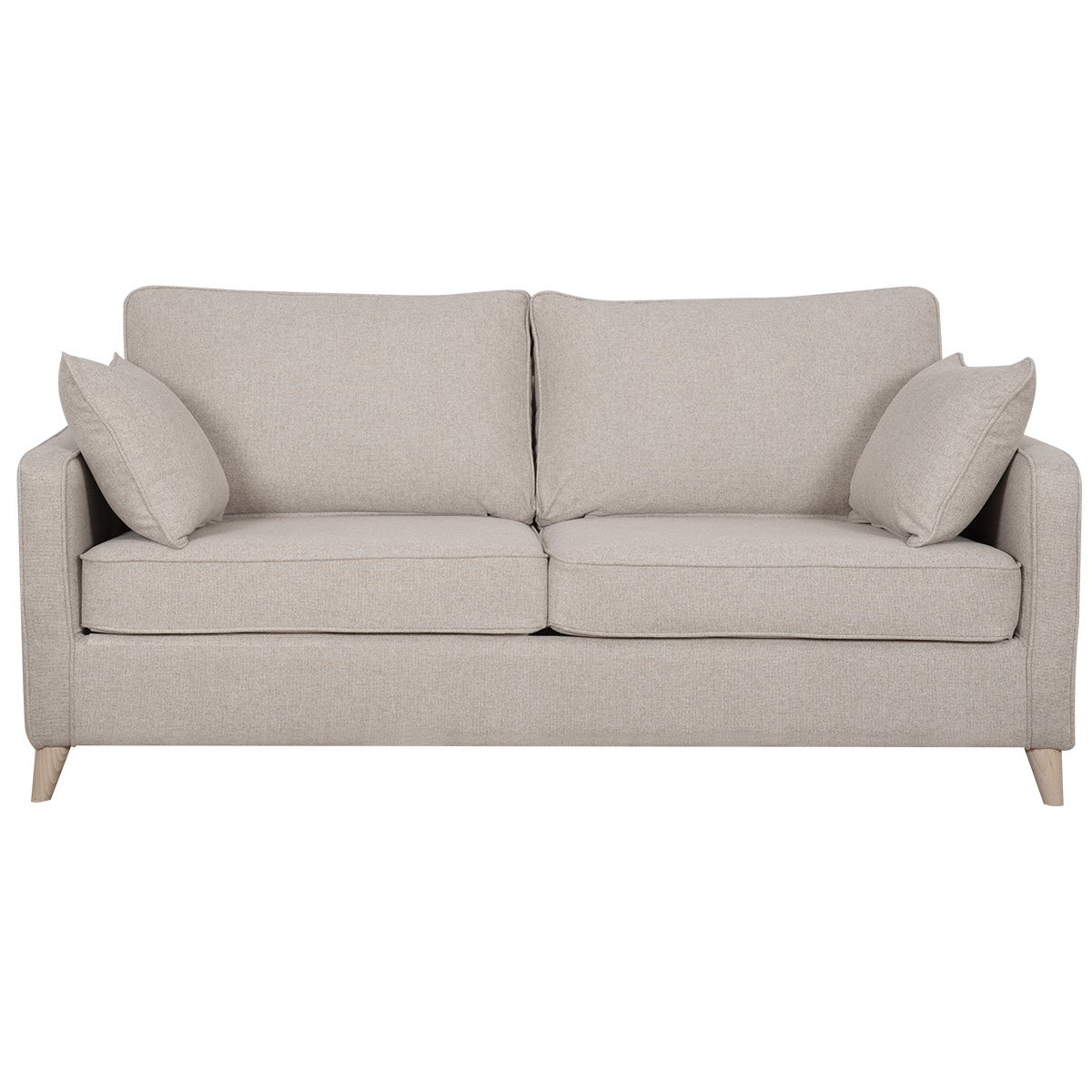 Canapé convertible scandinave 3 places avec matelas 10 cm PAPEL beige, MILIBOO