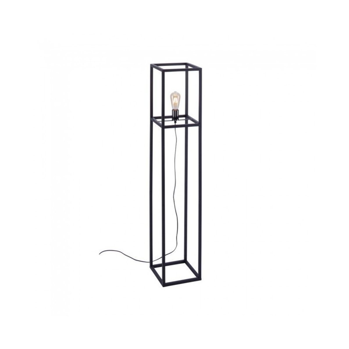 Lampadaire rectangulaire Cage noir Pour Ampoule E27 noir, MILLUMINE