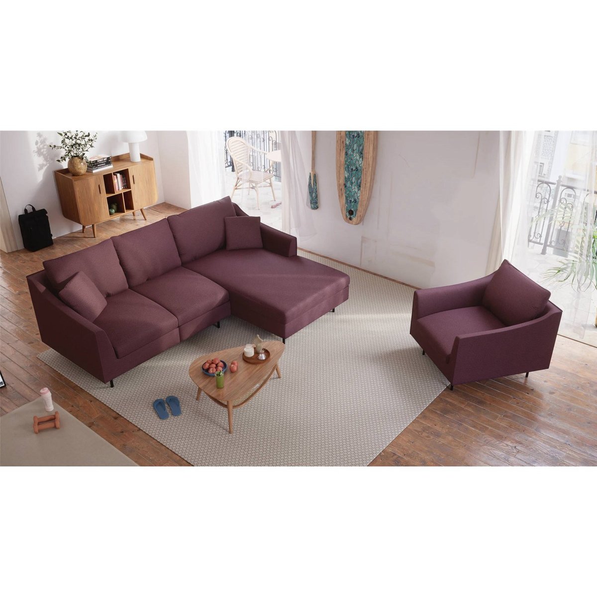 Fauteuil compact ALFAMA au confort enveloppant bordeaux, RECOLLECTION