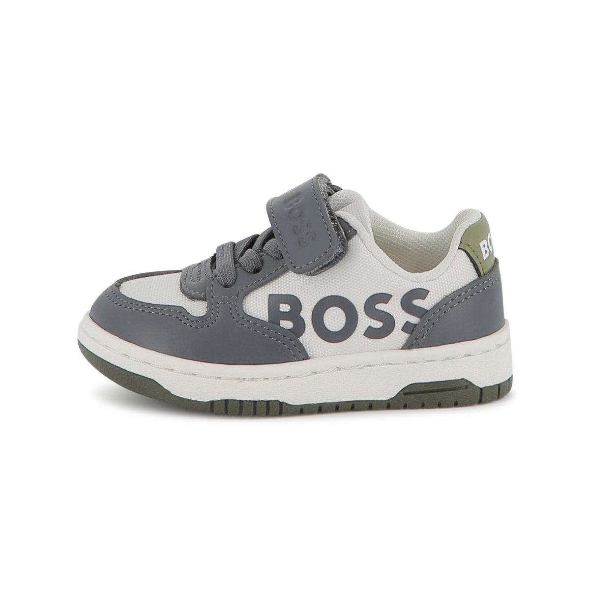 Sneakers con lacci elasticizzati anthracite, BOSS KIDSWEAR