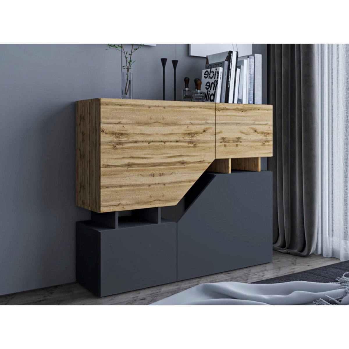 Buffet - PITT bois / gris, BEST MOBILIER