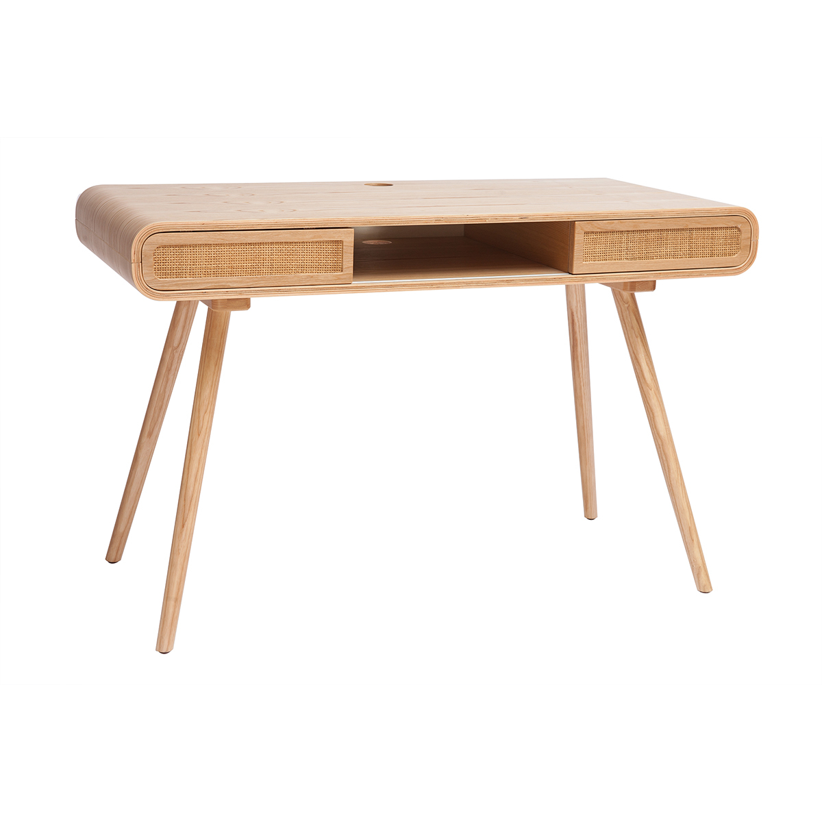 Bureau avec rangement vintage L120 cm OLYMPE frêne, MILIBOO