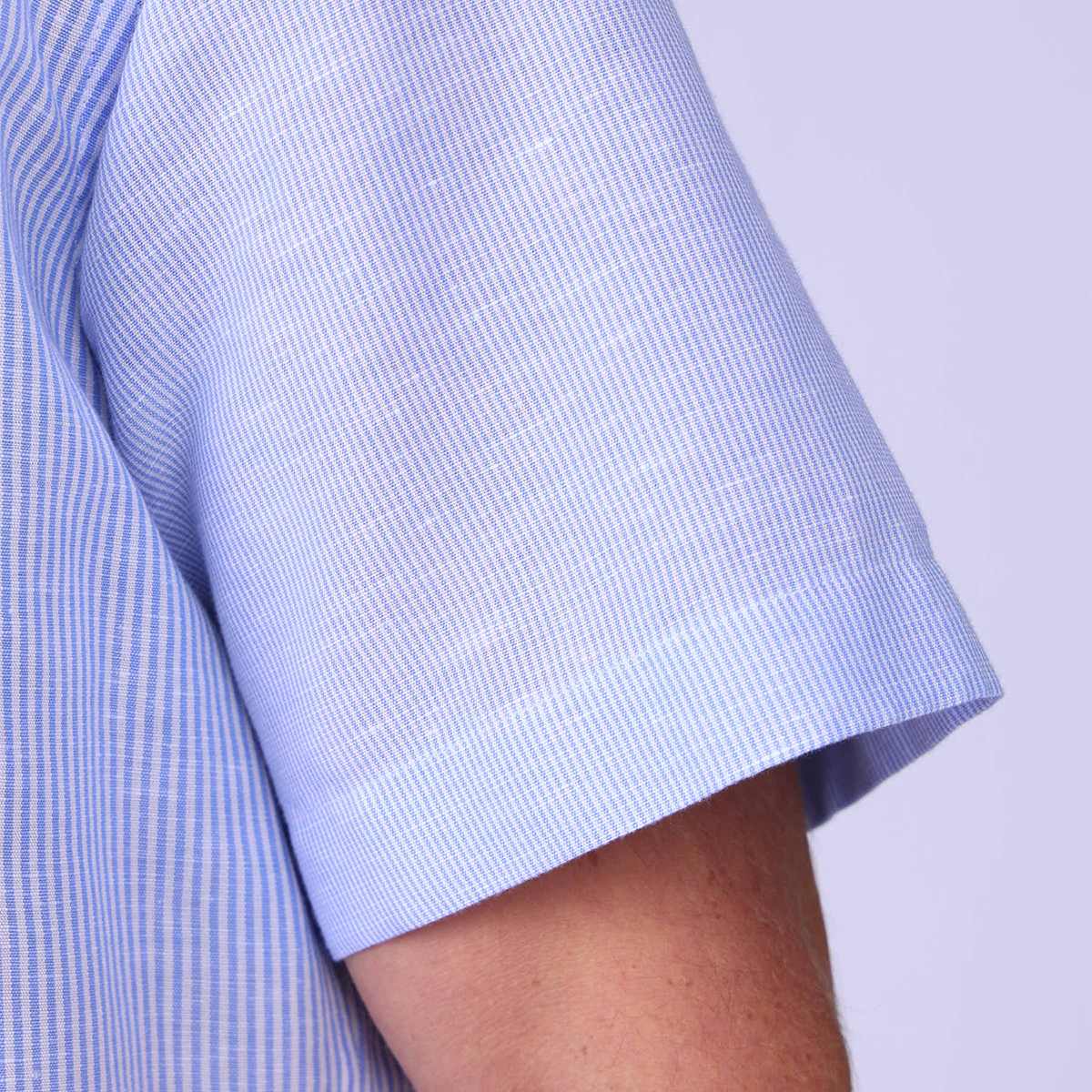 Chemise lin et coton bleu, MISE AU GREEN