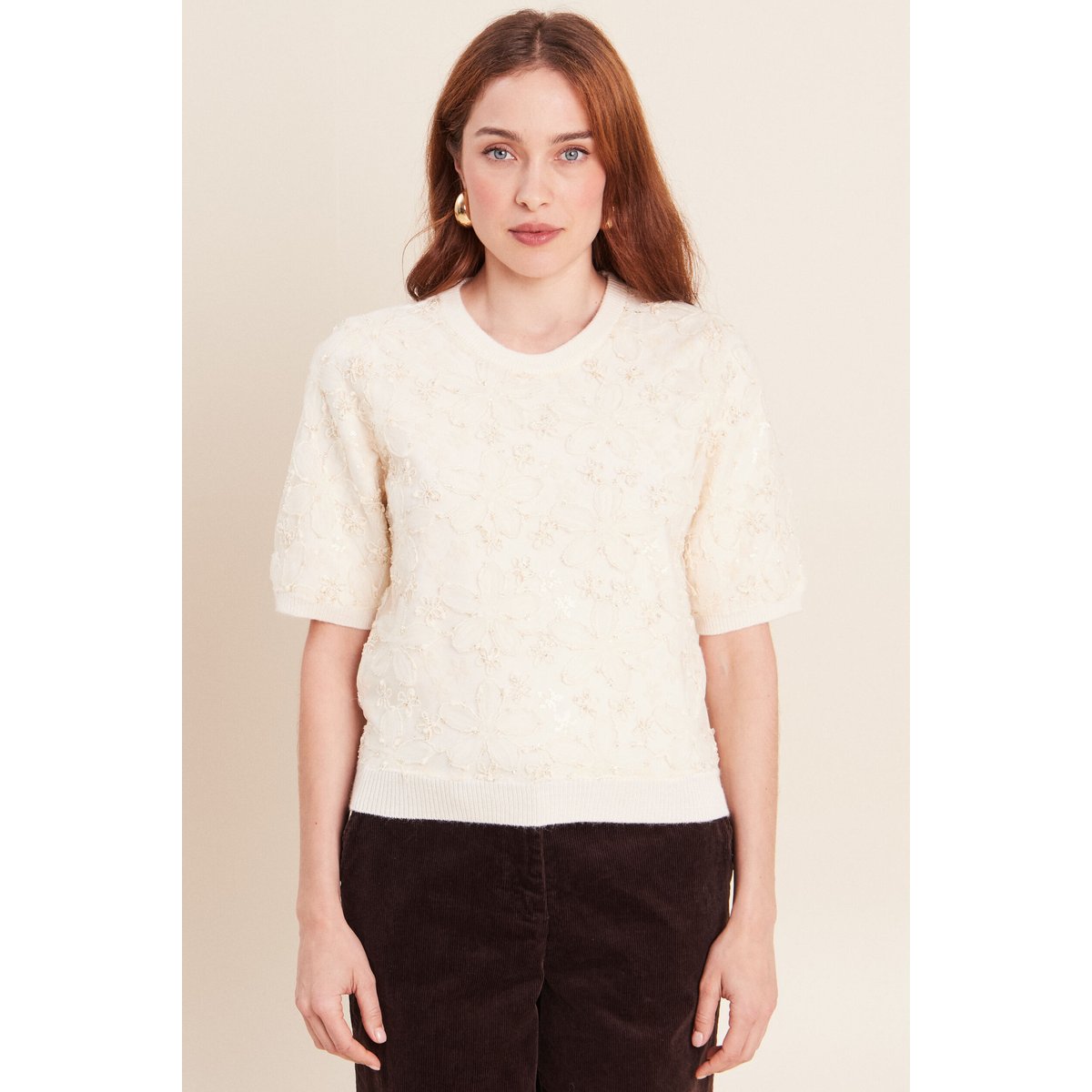 Pull col rond ecru, BREAL