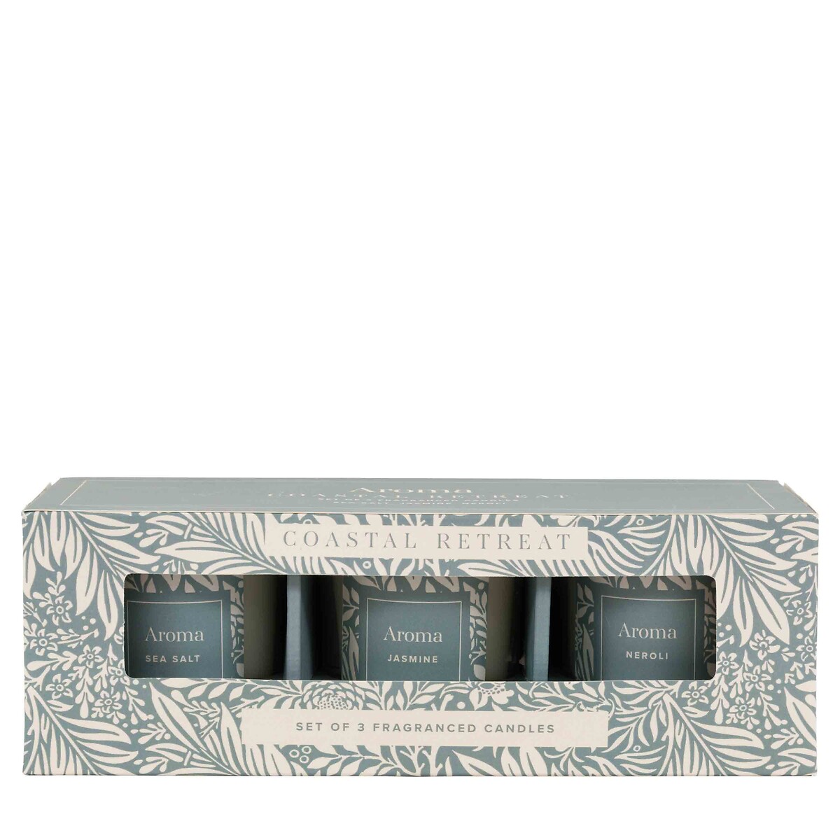 Set of 3 Coastal Retreat Candles in Jasmine / Sea Salt / Neroli Fragrance blue, ÉDITÉ
