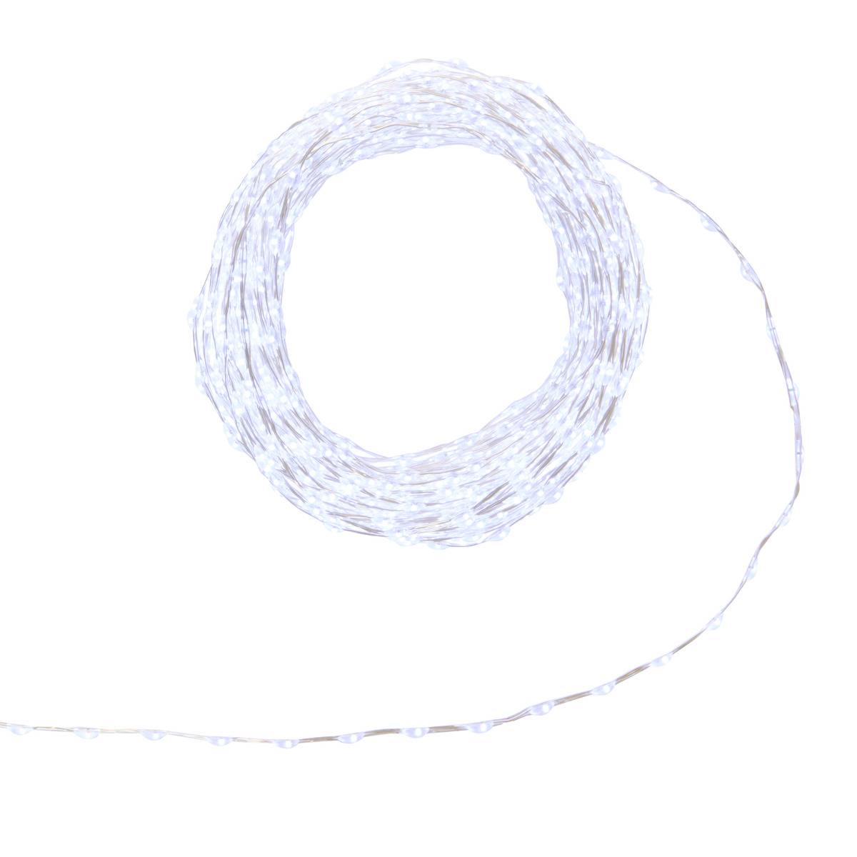 Guirlande lumineuse cluster d'extérieur 15 m 1000 LED blanc froid fil cuivre 13 fonctions sur secteur blanc froid, ATMOSPHERA