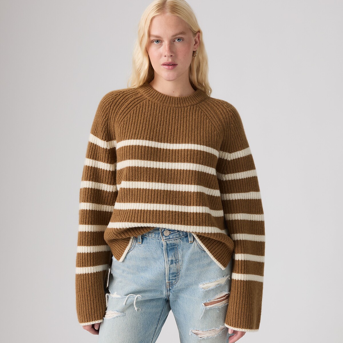 Striped Crew Neck Jumper brown, LEVI'S