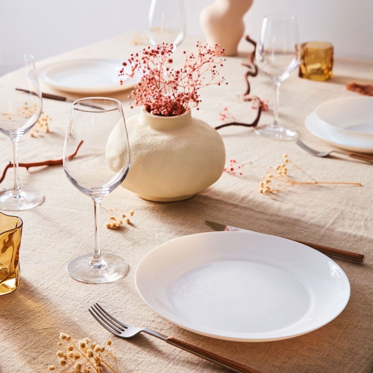 6 assiettes plates blanches 25 cm -APY blanc, LUMINARC