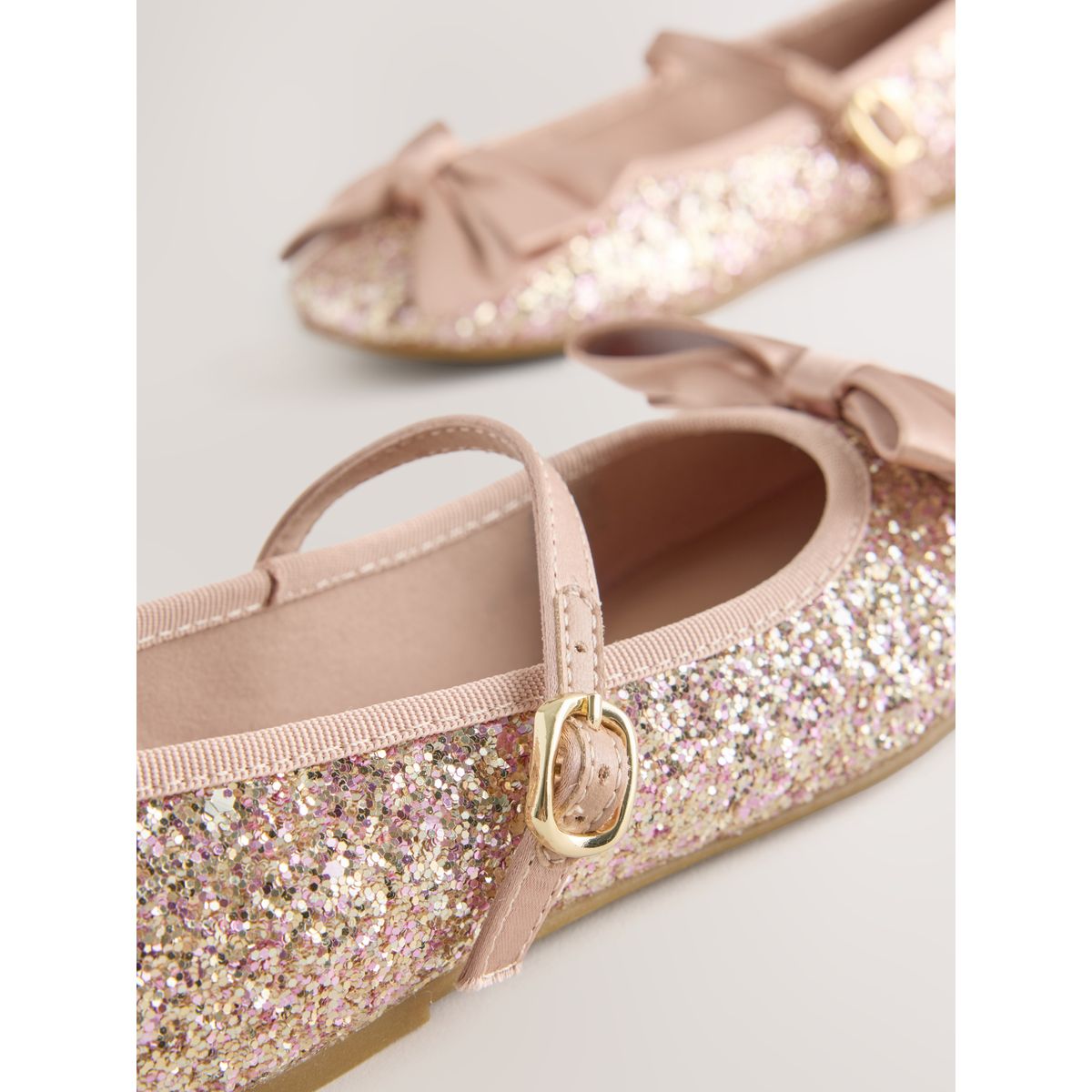 Chaussures avec nœud mary jane or rose, NEXT
