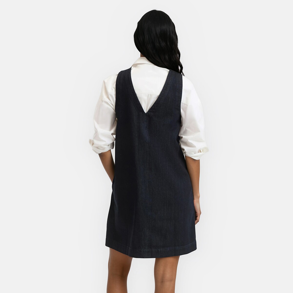 Robe droite courte en denim sans manches bleu brut, LA REDOUTE COLLECTIONS