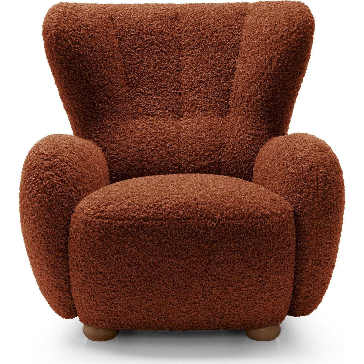 Fauteuil cabriolet enveloppant en bouclette beige chenille, RECOLLECTION