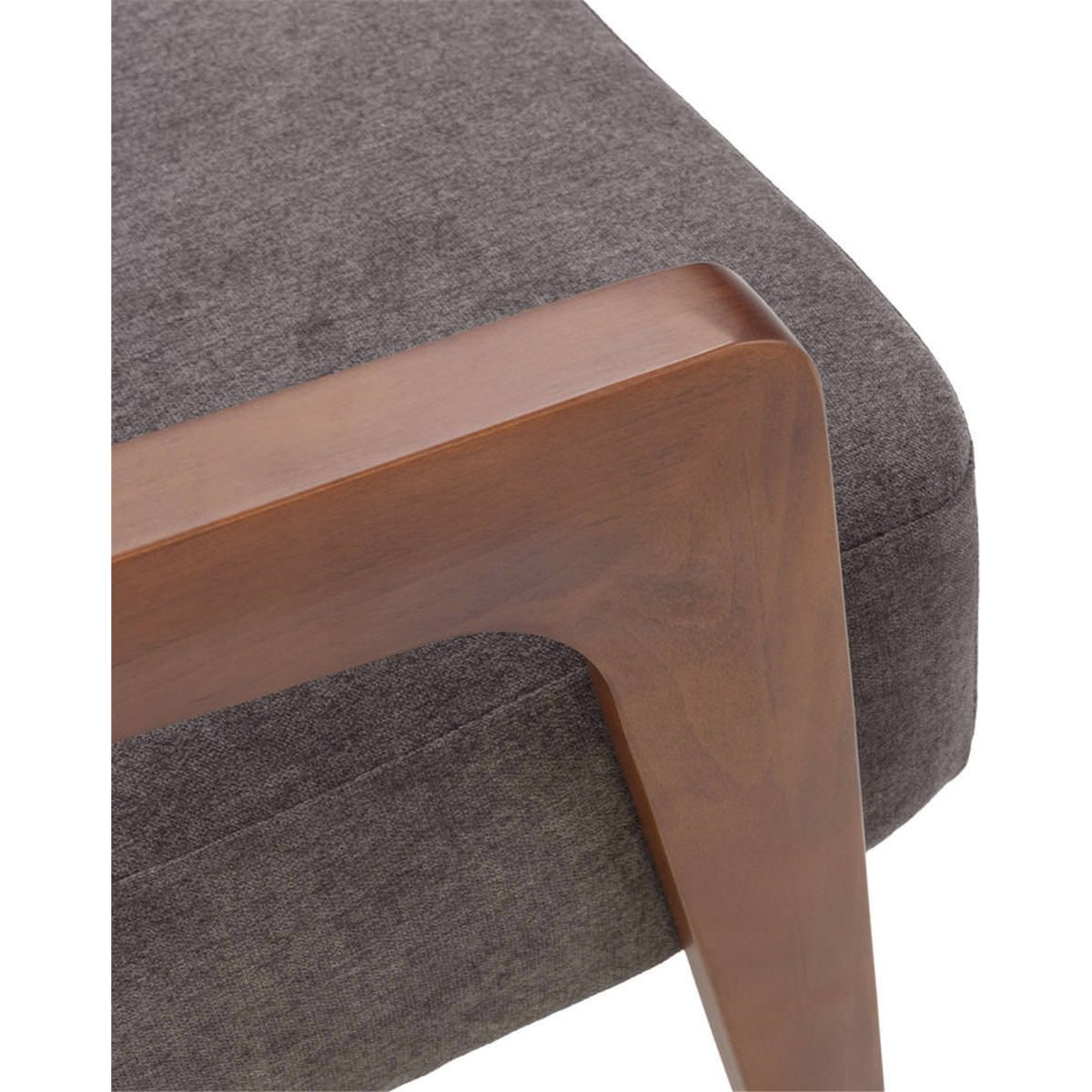 Fauteuil vintage en tissu et bois de hêtre noyer, noir et gris foncé, RECOLLECTION