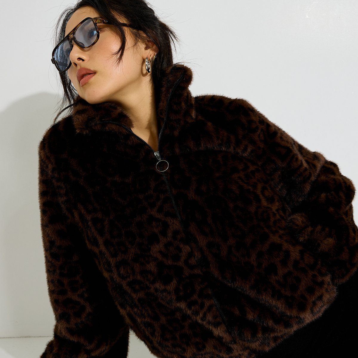Manteau court léopard marron, GRAIN DE MALICE