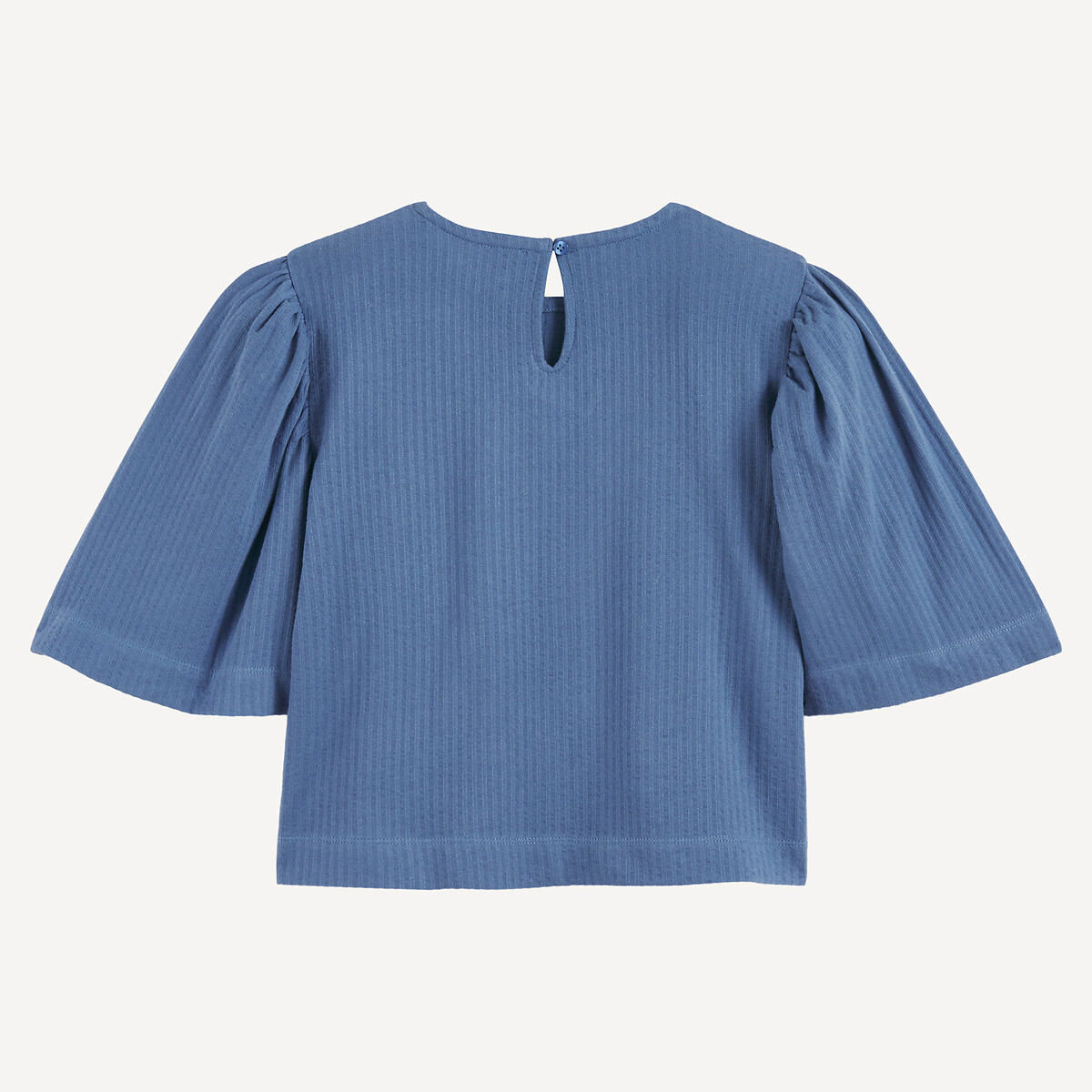 T-shirt com efeito blusa e gola redonda, mangas borboleta azul, LA REDOUTE COLLECTIONS