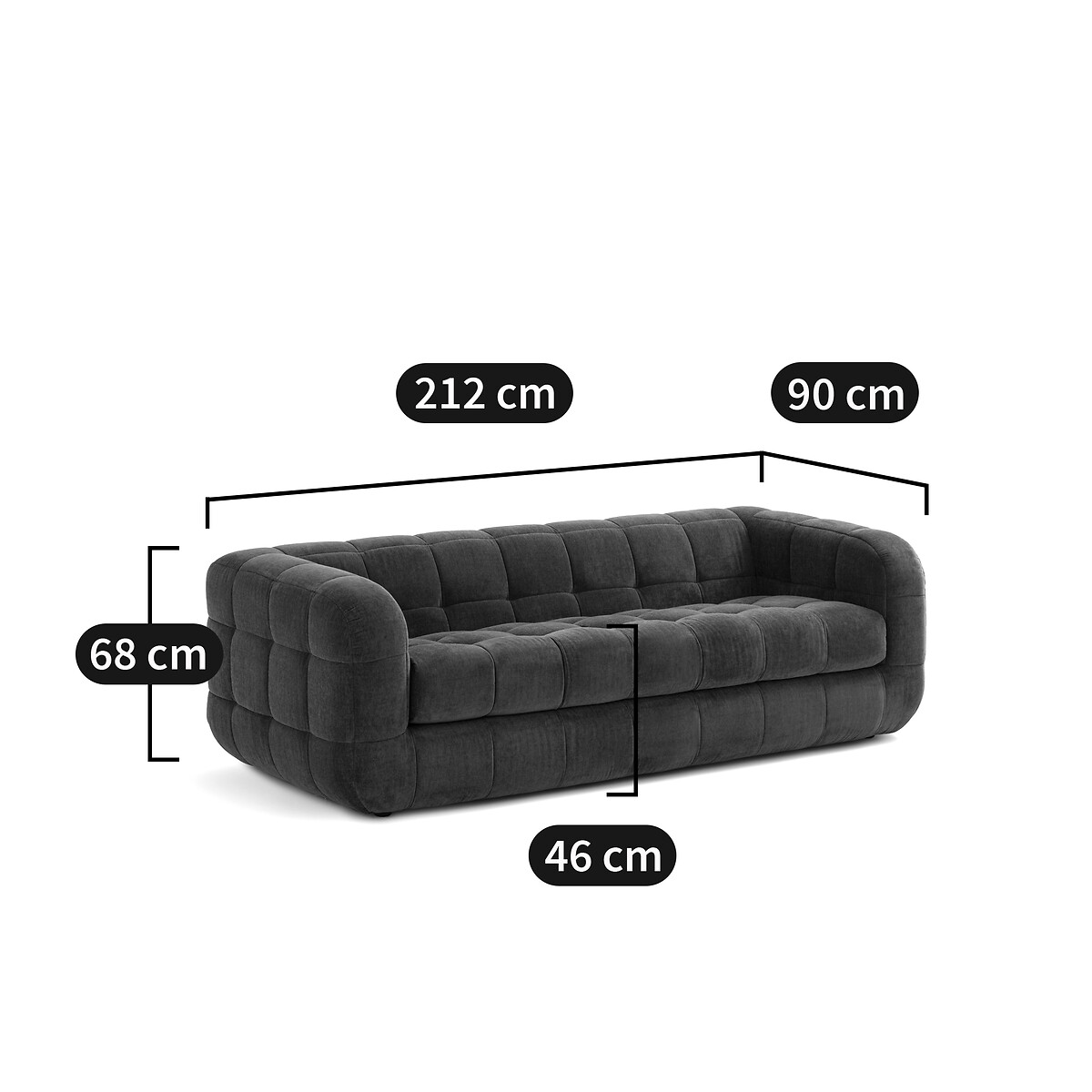 Pieta 3-Seater Velvet Sofa cream, LA REDOUTE INTERIEURS
