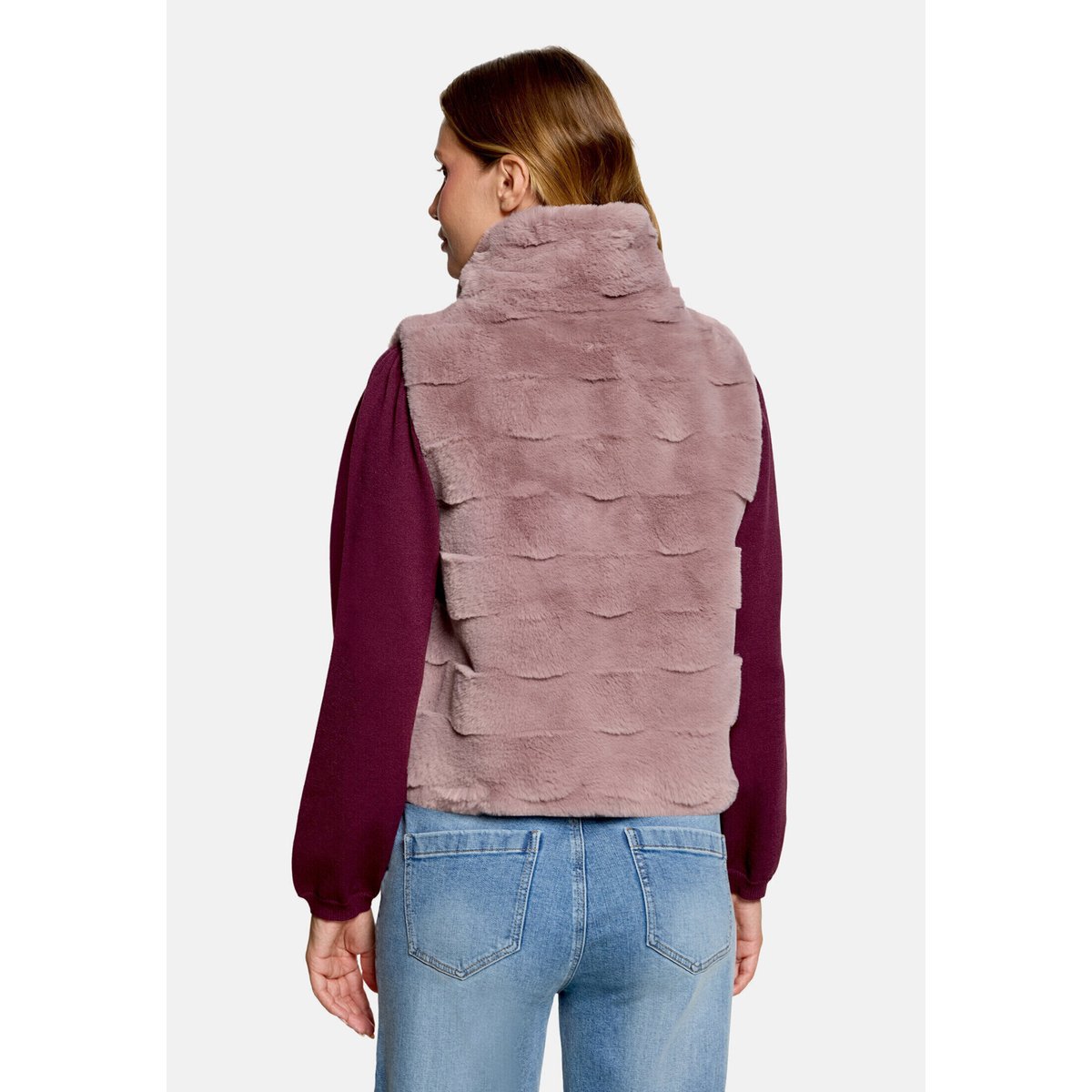 Veste imitation fourrure à poches extérieures light mauve, CARTOON
