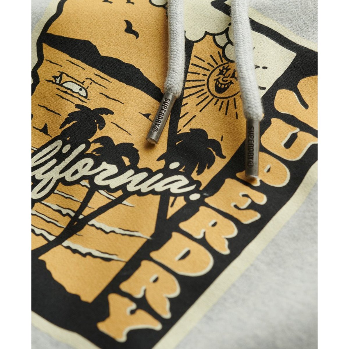 Sweat à capuche Vintage Travel gris glacier chiné, SUPERDRY